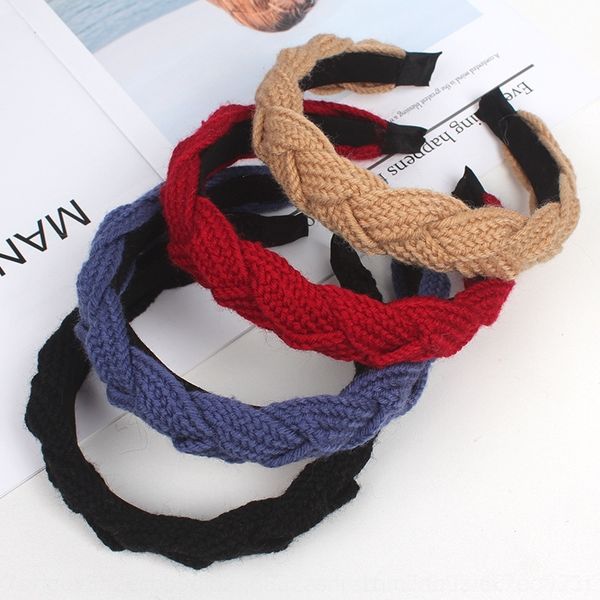 

kbn korean autumn winter headbands twist knitting wool knot headband high grade hairpin simple hairdress wool headdress mahua headdress jux, Silver