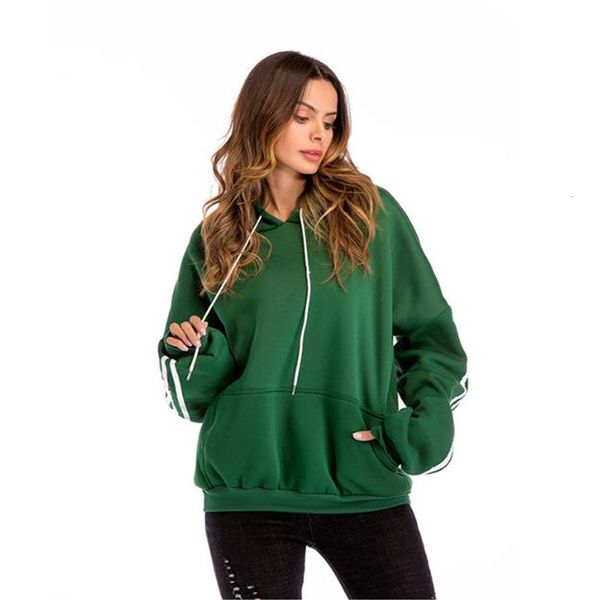 

female side striped with sleeve ladies pullover oversized hoodies, Black