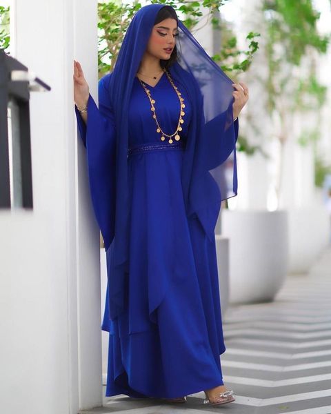 

Dubai Abaya Turkey Ruffle Sleeve Maxi Dresses for Women Muslim Hijab Dress Moroccan Kaftan Arabic Islam Clothing Vestidos Largos