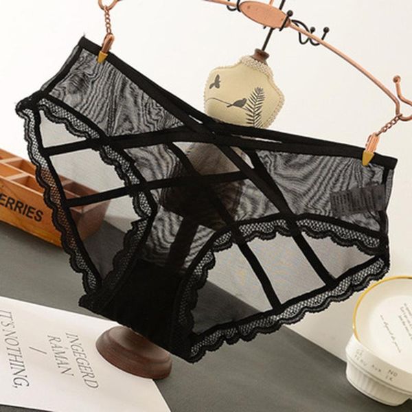 

women's panties women lace seamless panty breathable briefs cross strap low waist transparent exquisite underwear intimates mujer, Black;pink