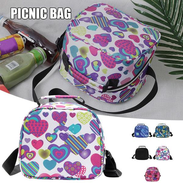 

storage bags insulated bento lunch bag with cross body strap 6l small waterproof kids zipper printed food tote for picnic dfds889