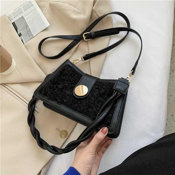 

shoulder bags western autumn and winter lamb armpit hair sack 2021 stylish stuffed designer female only messenger bag