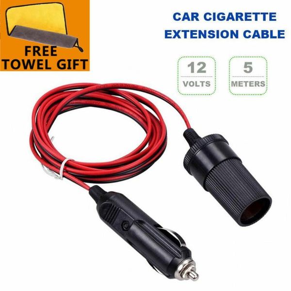 

interior decorations 2021 1m 2m 3m 5m lighter power extension cable 12v 24v 10a car accessory cigarette socket cord