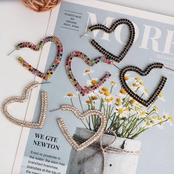 

stud jujia jewelry colorful metal love heart earrings for women bohemian lady's statement earring party, Golden;silver