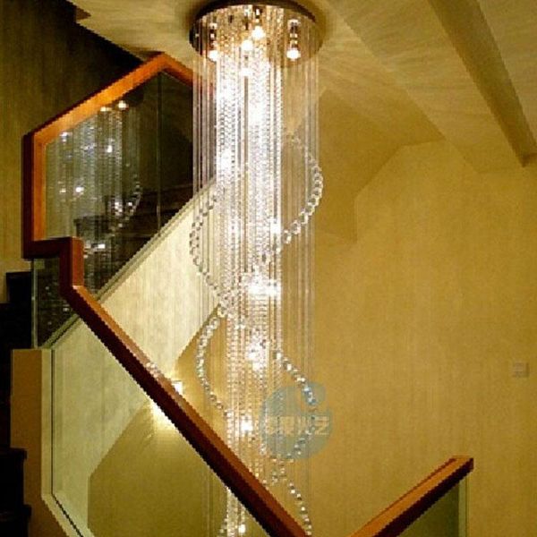 

villa stairs crystal chandeliers double staircase lights long chandelier lantern floor in the hollow lamp pendant lamps