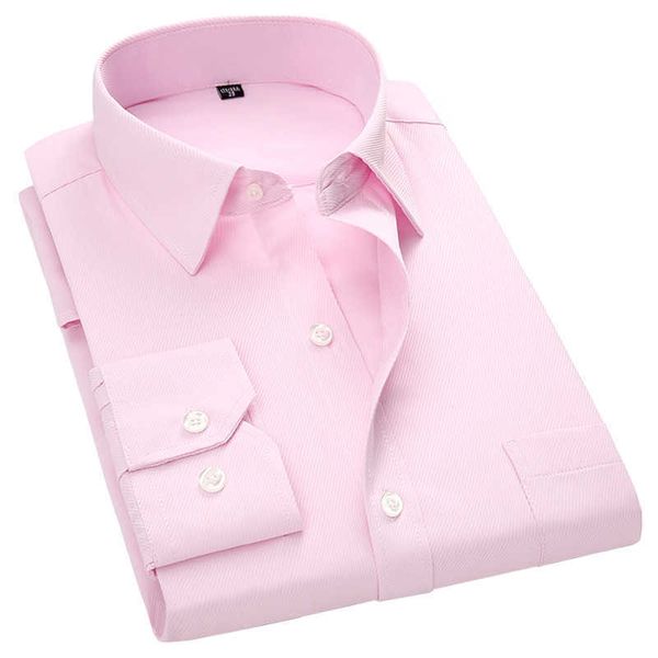 Negócios masculinos casual manga longa camisa de ajuste fino sarja cor sólida camisa social masculina preto azul branco roxo verde rosa 4xl 2266i
