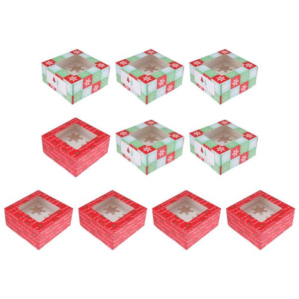 

gift wrap 10pcs christmas cupcake boxes 4 cavities cake packaging box for giving
