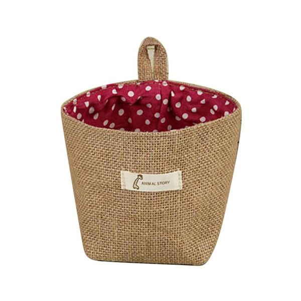 

storage baskets household sundries basketscotton linen flower pot sack hanging jute dot striped basket organization bag
