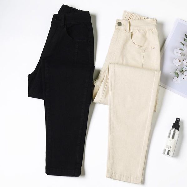 

women's jeans autumn elastic high waist women ankle length loose casual comfortable home mom denim pants plus size -5xl, Blue