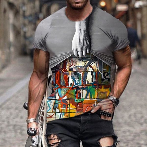 

men's tee t shirt shirt 3d print graphic prints hand crew neck daily holiday print short sleeve casual designer big and tall blue gray, White;black