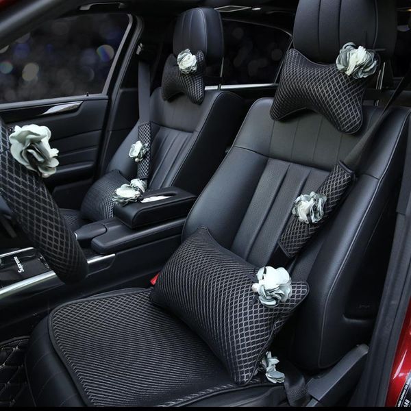 

car seat covers diamond check ice silk breathable cushions for women girls iris flower universal cover steering wheel accessories