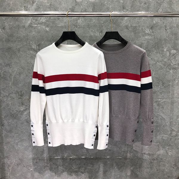 

sweater dai zhiying tb round neck 3 button red, white and blue male female lovers, White;black