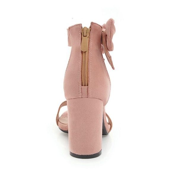 

sandals summer sweet bow knot buckle with back zipper for women fashion open toe thick high heel dress shoes black pink y98n