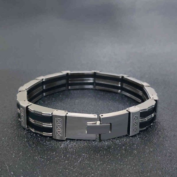 

silicone fashion men's silicone titanium steel bracelet, Golden;silver