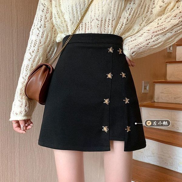 

skirts black skirt korean-style woolen women's autumn and winter high waist