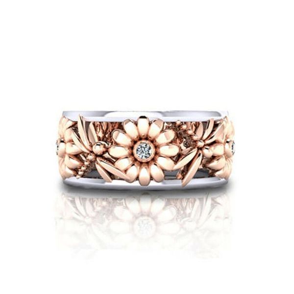 

cluster rings women's elegant sunflower dragonfly hollow finger ring band jewelry gift healthy, Golden;silver