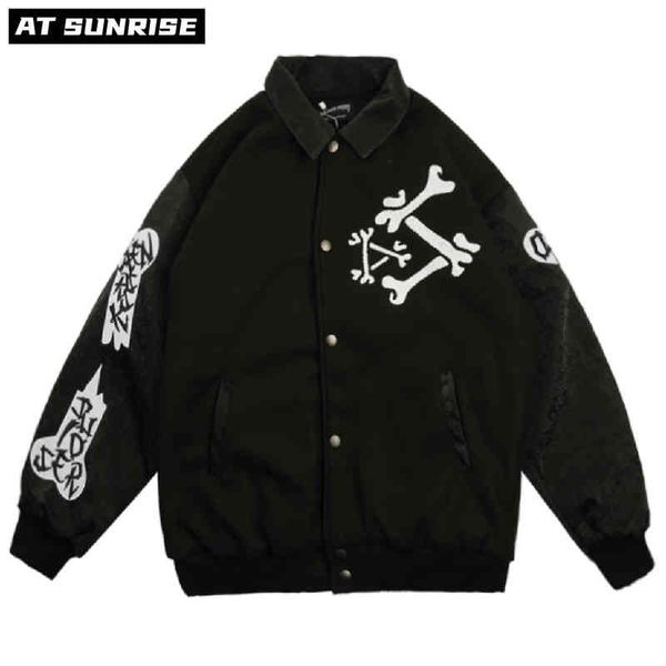 

2021 new spring&autumn embroid letter men's bomber et women's boyfriend style baseball coat varsity street chic black