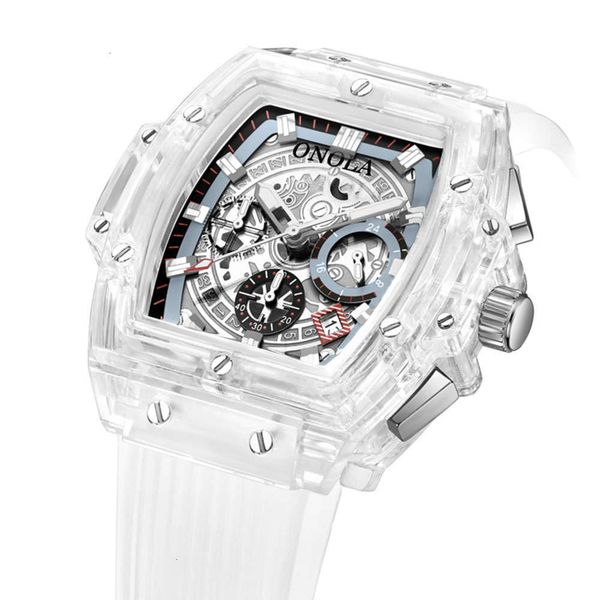 

fashion new onola transparent shell multifunctional luminous men's watch wo net red watch, Slivery;brown
