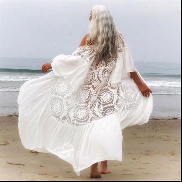 

women blouses long kimono cardigan glamorous flare sleeve lace ruffed white cotton tunic plus size beachwear blouse n1049