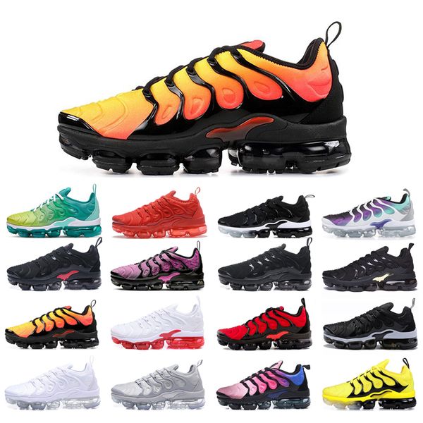 

tn plus running shoes man woman sunset lemon lime red black red shark tooth aurora green blue fury cool grey hyper violet bumblebee size 36-