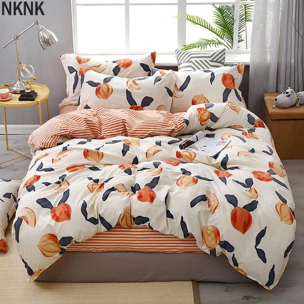 

bedding sets 3/4pcs twin full  king size set luxury fruit flower family bed sheet duvet cover pillowcase single double
