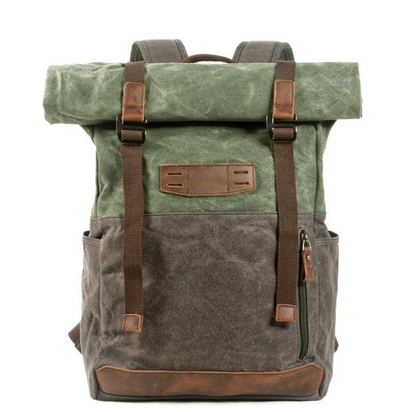 

in stock trending canvas bag waxed retro cycling backpack outdoor hiking for men