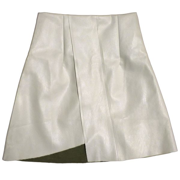 

20212021 new summer womens leather skirt pu leather black white high waist short asymmetric skirt woman mini skirts female clothes