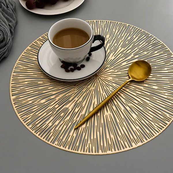 

mats & pads round placemats restaurant hollow insulation pvc decoration meal mat anti- dining table line steak plate pad