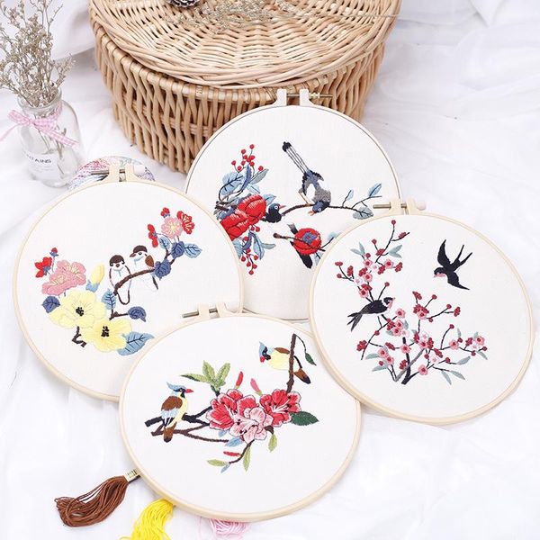 

printed embroidery kit for beginners cherry blossom bluebirds pattern pdf digital hand other arts and crafts