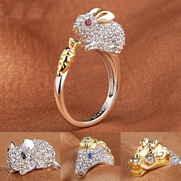 

wedding rings luxury zodiac fashion ring 2021 cute men's for men jewelry gold color party anniversary gift w5p423, Slivery;golden