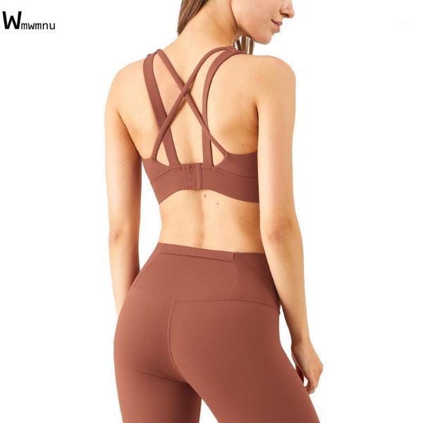 

wmwmnu women sports bra high impact support elastic push-up gym underwear workout vest running crisscross yoga crop outfit