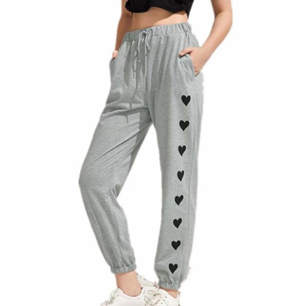 

women's pants & capris summer 2021 casual elastic waist vintange black love print fashion straight versatile commute woman leisure pant, Black;white
