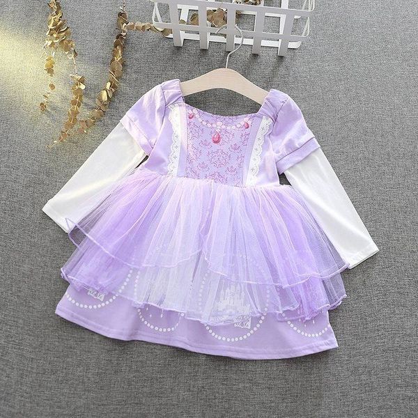 

girl's dresses retail autumn girl princess long sleeve sofia cartoon halloween performance children clothing 2-6 years e313 iegr, Red;yellow