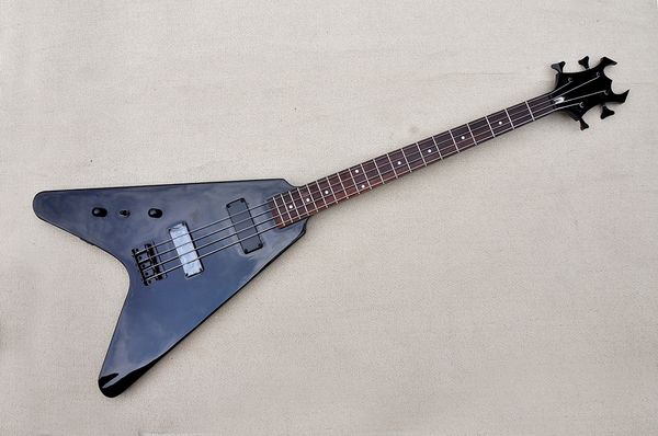 

factory custom 4 strings left handed black electric bass guitar with rosewood fingerboard,black hardwares,offer customized