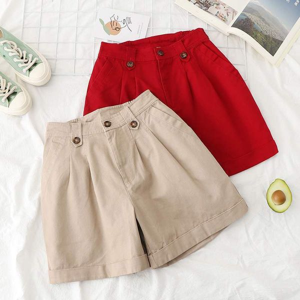 

women's shorts high waist curled twill cotton for summer 2020, White;black