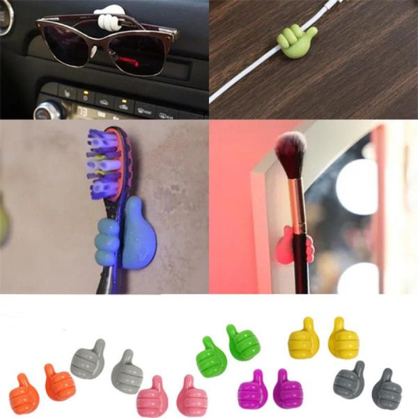 

hooks & rails 2 pcs/set thumb shaped wall sticky silicone non-marking hook household storage cable organizer accessories