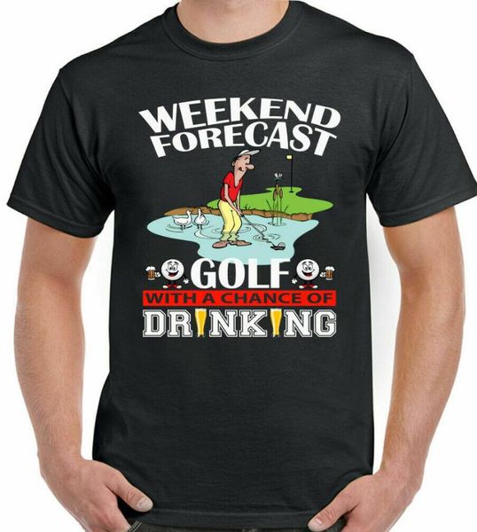 

men's t-shirts golf t-shirt golfing golfer men club putter driver weekend forecast drinking, White;black