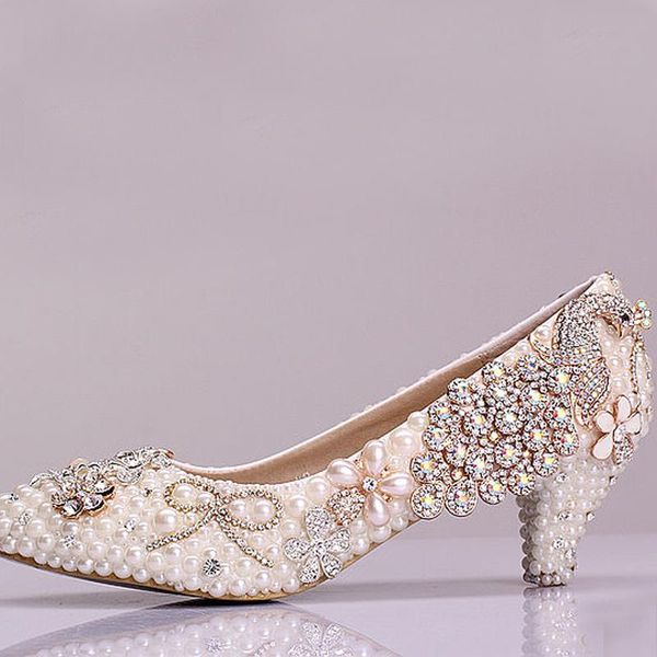 

luxury beautiful middle heels shoes rhinestone bridal crystal performance formal dress, Black