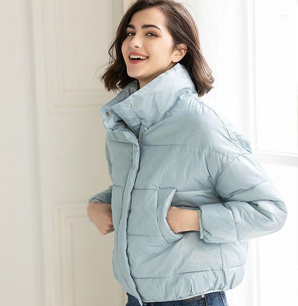 

women's cotton short jacket 2021 autumn winters fashionable cotton-padded clothes coat solid female coats casual warm parka1, Black