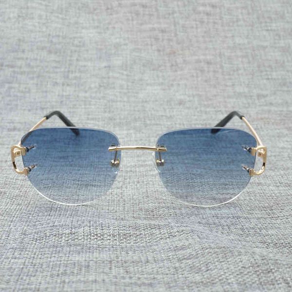 

2022 factory wholesale vintage rimless wire eyewear women for summer luxury eyeglasses men frame oculos de sol las gafas, White;black