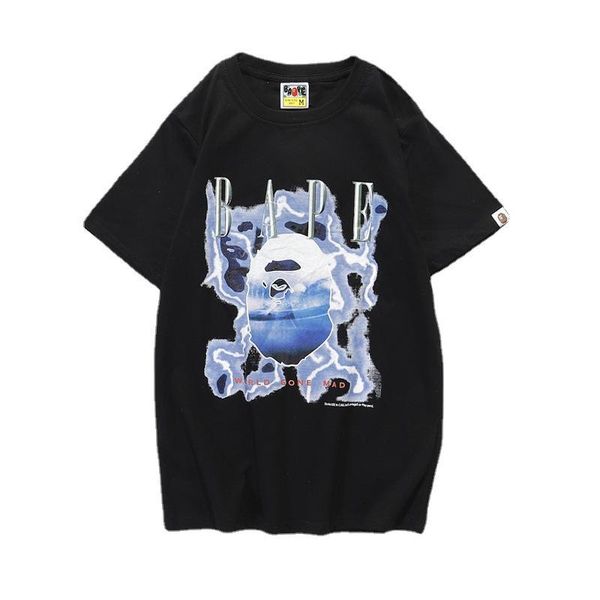

men's t-shirts hong kong tide brand men t shirt round neck short-sleeved t-shirt and women casual loose basic animel graphic, White;black