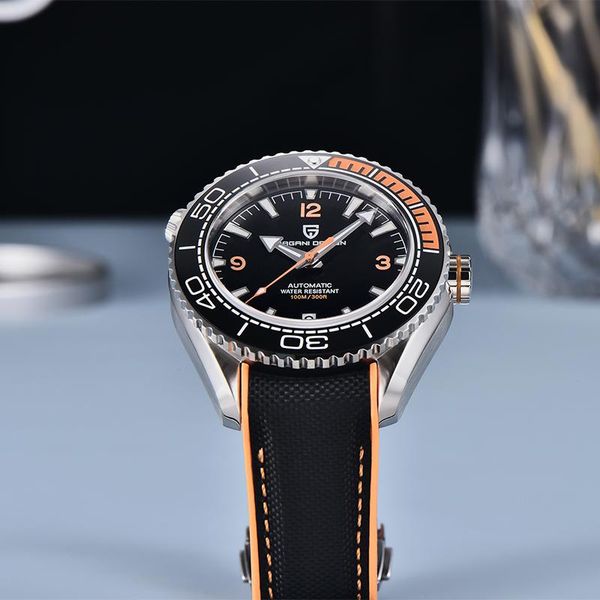 

wristwatches pagani design men's sports watch ceramic bezel waterproof mechanical luxury sapphire crystal business automatic watche, Slivery;brown