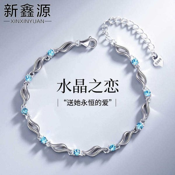 

s999 sterling sier bracelet female ins minority light xury design girls' hand ornaments give girlfriends gifts sier, Black