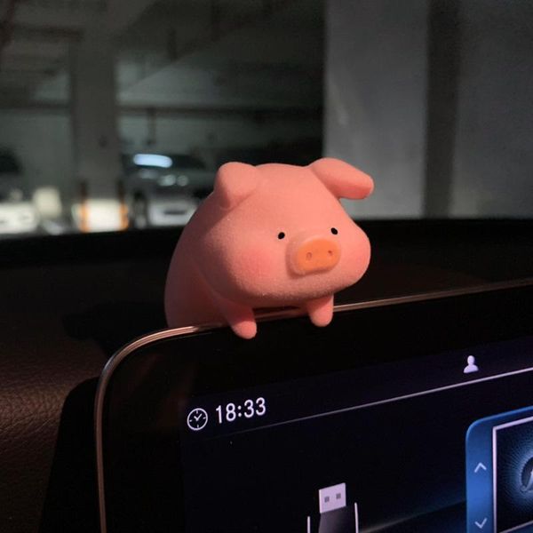 

interior decorations car creative flocking cute pig ornaments center console cake deskdecoration