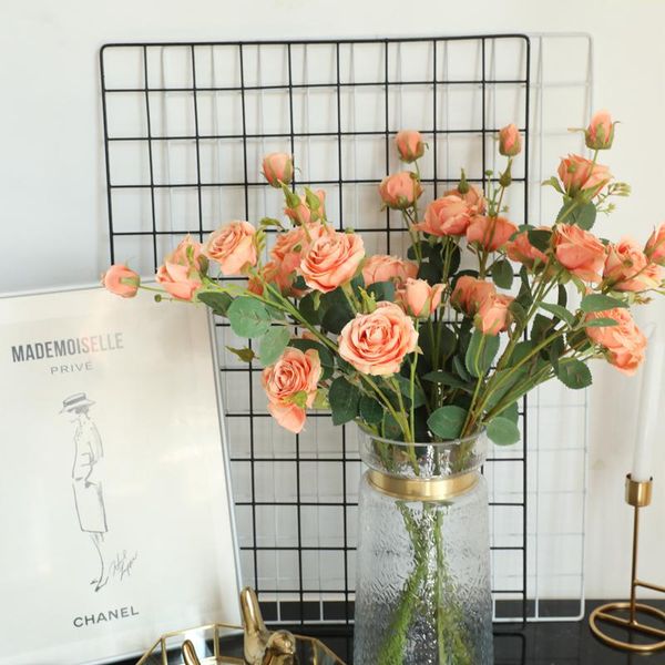 

decorative flowers & wreaths 5 head simulated silk rose diy flower arrangement long stem fake decor wedding wall girl home party