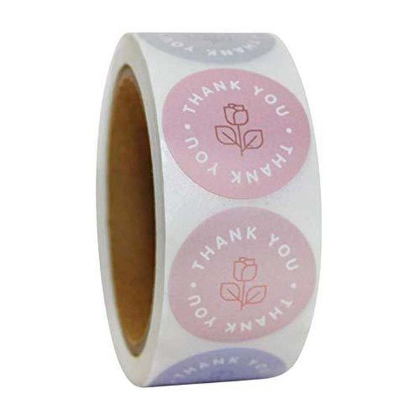 

500pcs/roll 1inch rose thank you sticker seal labels for baking packages handmade scrapbooking decoration stationery stickers gift wrap