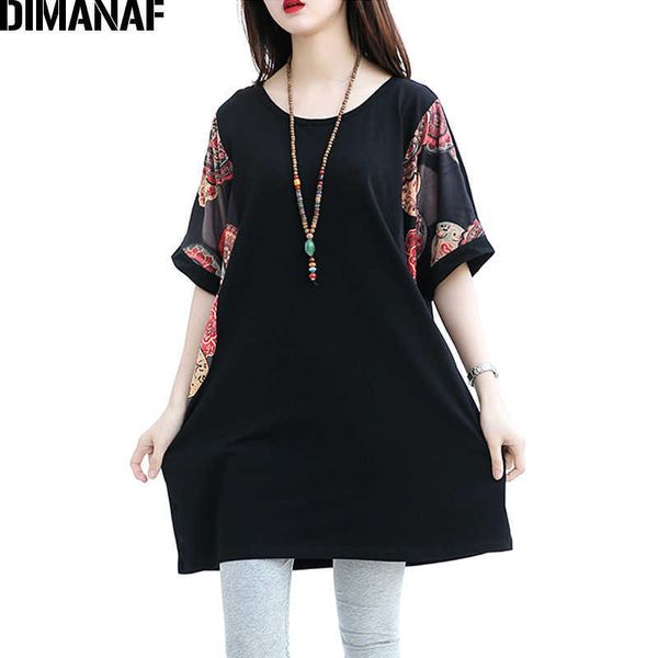 

women plus size t-shirt cotton summer print style black o-neck batwing sleeve female casual oversized loose tees 210531, White