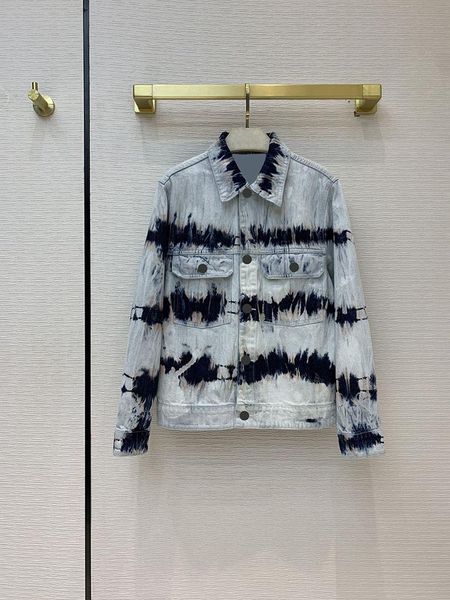 

women's jackets 2021 early spring handsome retro wind hundred tie dyed hit color wash denim jacket, Black;brown