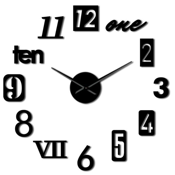 

wall clocks luxury roman numerals large needle diy frameless 3d big mirror surface effect clock watches home office el decoration