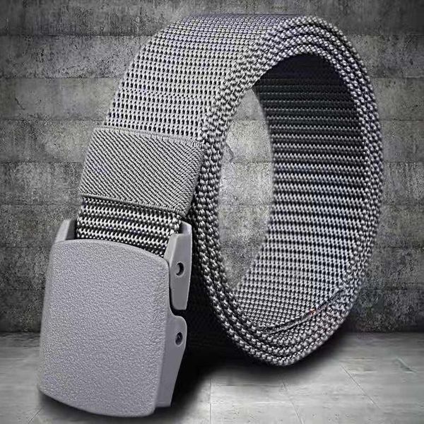 

2021men's no magnetic belt classic tactics outdoor leisure sports nylon material plastic buckle soldier security canvas durable, Black;brown